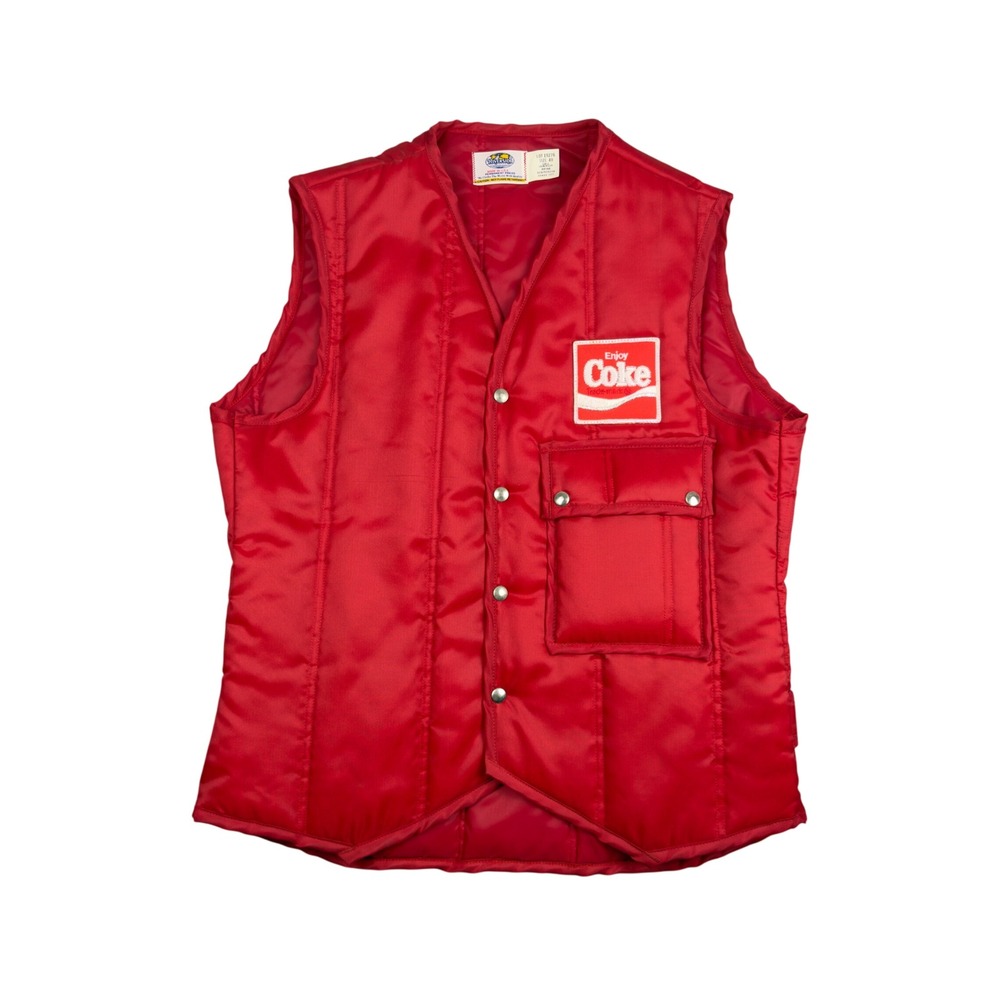 Vtg 70s Coca-Cola Coke Work Vest Men's 40 Fits M Red Riverside Quilted USA Made